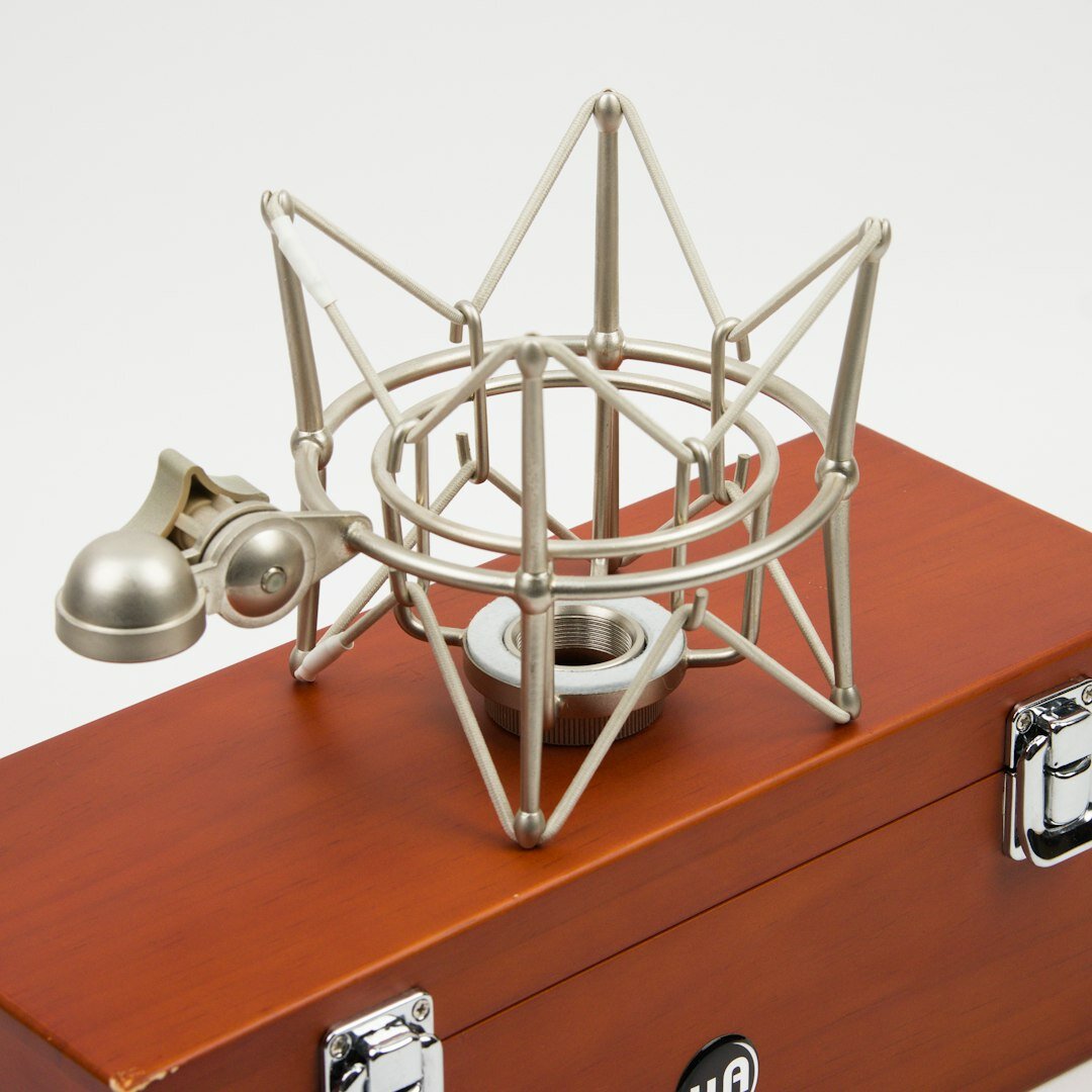 Podcast microphone in a recording studio